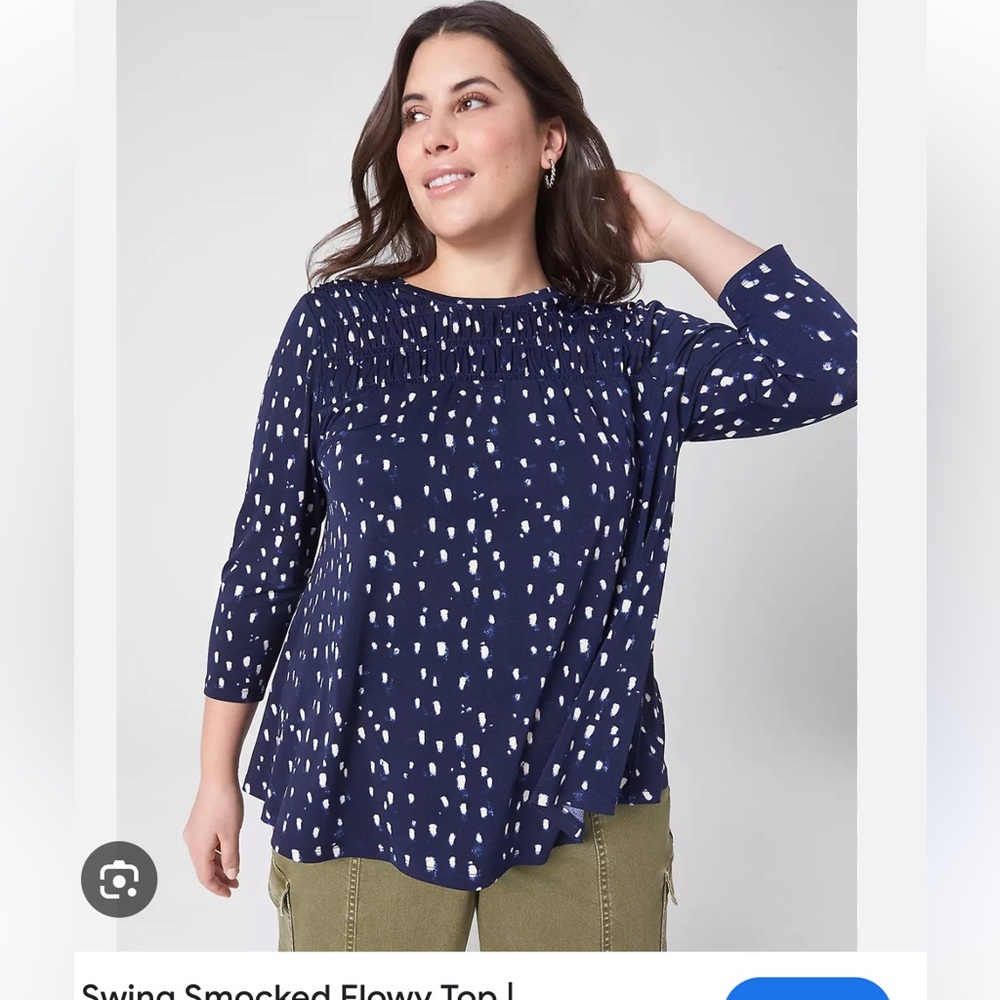 Lane Bryant Swing Smocked Flowy Top size 10/12